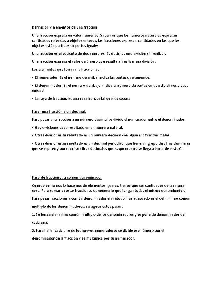 Composición de una fracción