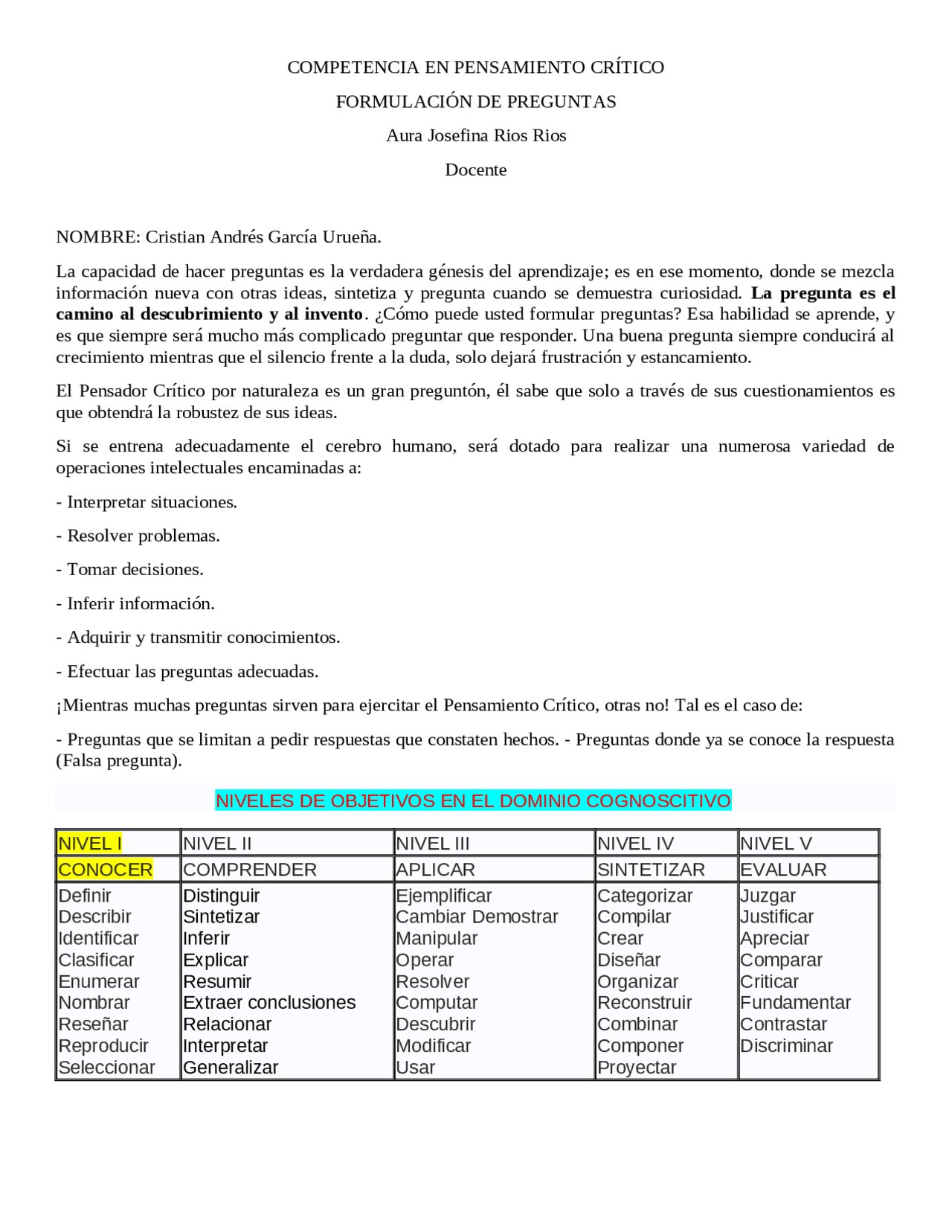 Formulación de Preguntas Intermedias